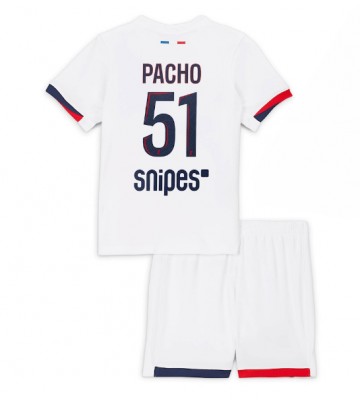 Lacne Dětský Futbalové dres Paris Saint-Germain Willian Pacho #51 2025-26 Krátky Rukáv - Preč (+ trenírky)